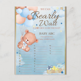 Postal Bebé Oso Juego para Baby Shower de Niño
