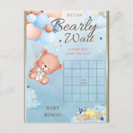 Postal Bebé Oso Juego para Baby Shower de Niño