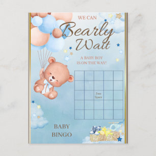 Postal Bebé Oso Juego para Baby Shower de Niño