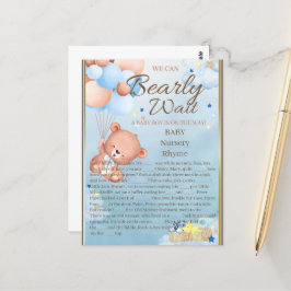 Postal Bebé Oso Shower Niño Juego