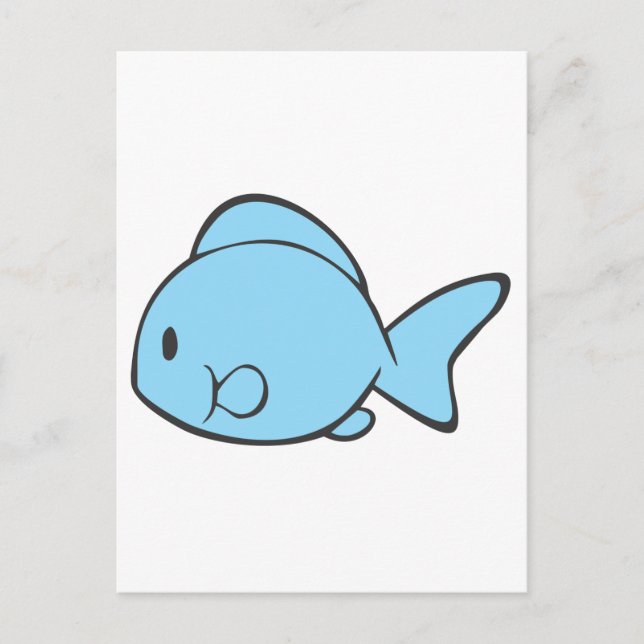 Postal Bebé Pescado Azul Natación (Anverso)