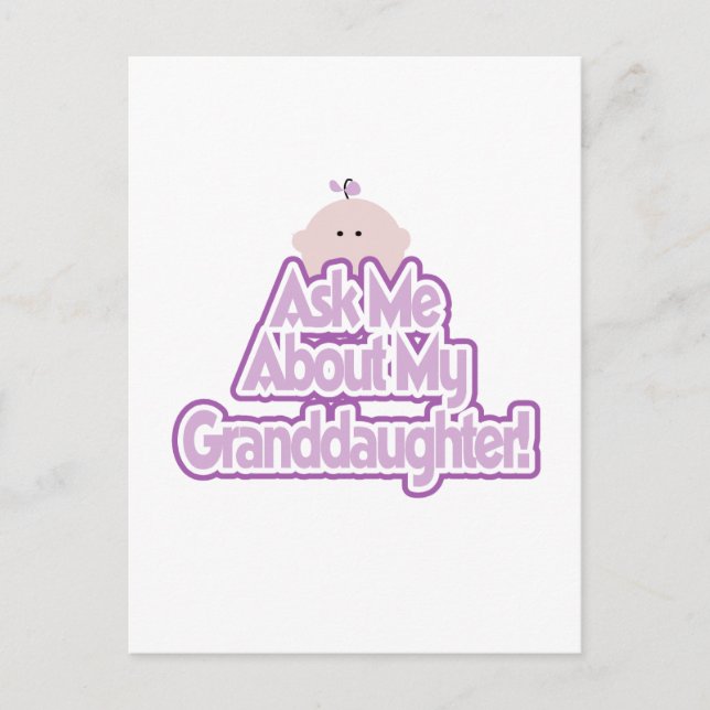 Postal Bebé pregunta por mis camisetas de nieta (Anverso)