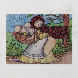 Postal Bebé robando arte folclórico ucraniano simple