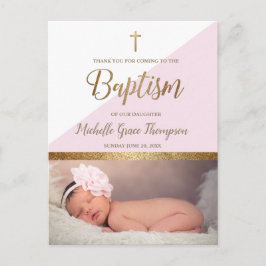Postal Bebé Rosa - Baptismo Gracias