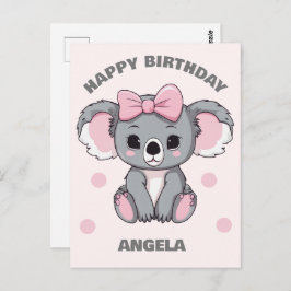 Postal Bebé rosa Koala Bear