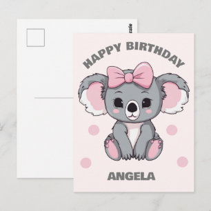 Postal Bebé rosa Koala Bear