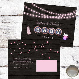 Postal Bebé rústico elabora Baby Shower rosado
