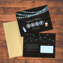 Bebé Rústico Está Preparando Baby Shower Azul
