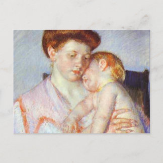 Postal Bebé somnoliento. 1910, Mary Cassatt