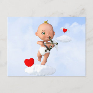 Postal Bebé Topid Flying with a Bow and Arrow