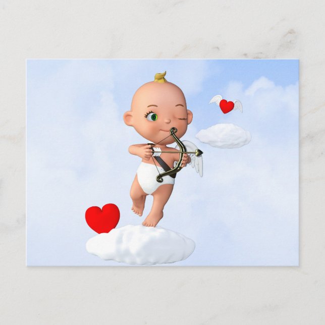Postal Bebé Topid Flying with a Bow and Arrow (Anverso)