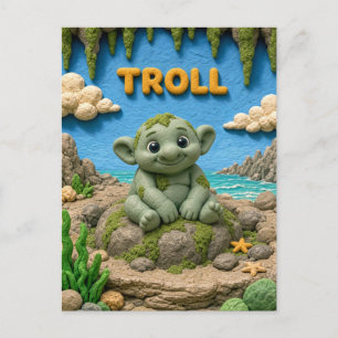 Postal Bebé Troll Adorable, Mitológico