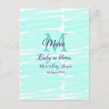 Bebé verde pastel en flor monograma baby shower te