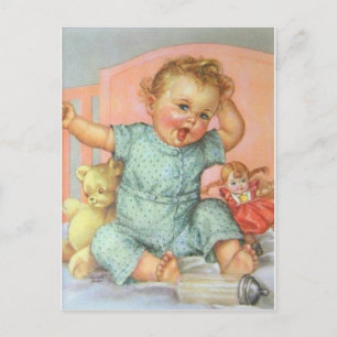 Postal Bebé y juguetes vintage