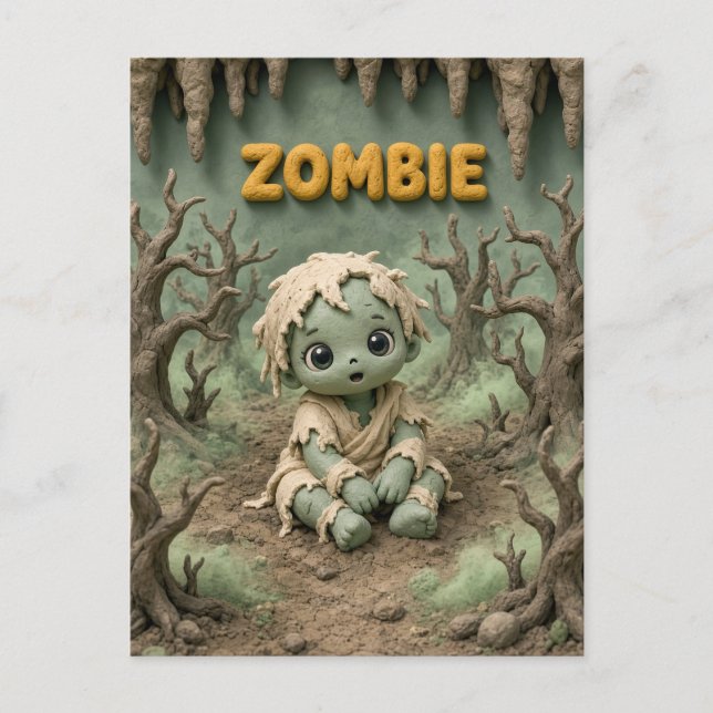 Postal Bebé Zombie Adorable, Mítico (Anverso)
