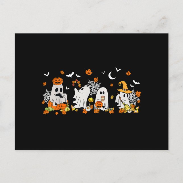 Postal Beber café dulce fantasma Halloween Fall Ghost Bo (Anverso)