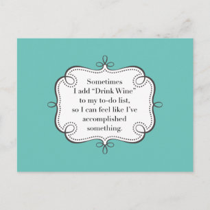 Postal Beber vino en la lista de tareas pendientes para l