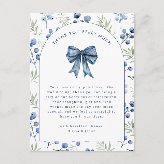 Postal Beberry Blueberry Berry Sweet Baby Gracias Postcar (Anverso)