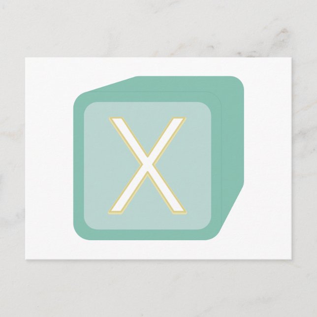 Postal Bebés Bloques Iniciales Gráficas de Madera (Anverso)