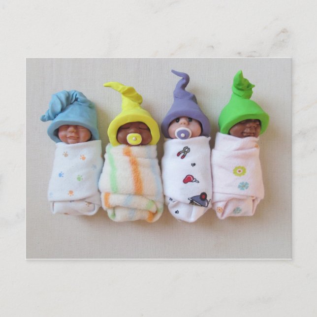 Postal Bebés de arcilla durmientes: Escultura de arcilla  (Anverso)