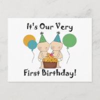 Bebés gemelos primera camisetas de cumpleaños y re