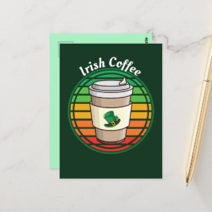 Postal Bebida caliente de café irlandés retro vintage a t