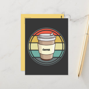 Postal Bebida caliente de café retro a tomar