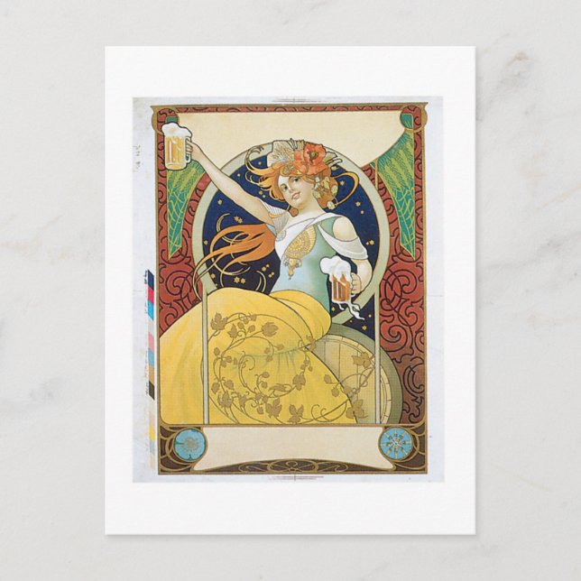 Postal Bebida de Beer Vintage y arte (Anverso)