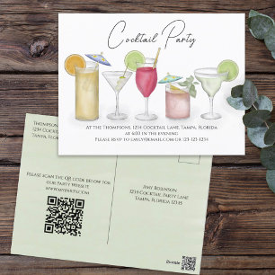Postal Bebida de cóctel Sitio Web Fiesta de código QR