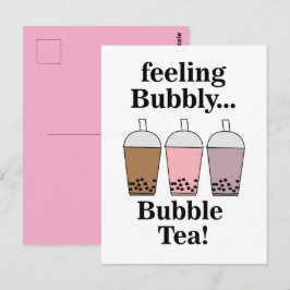 Postal Bebida de té con burbujas Divertida