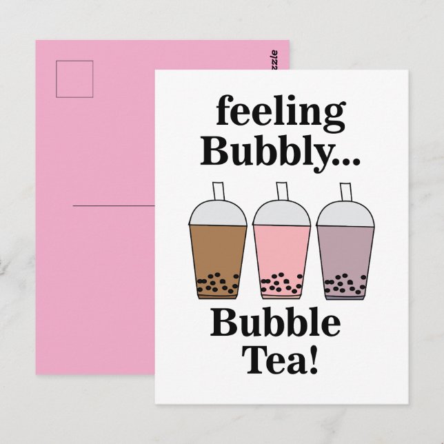 Postal Bebida de té con burbujas Divertida (Anverso / Reverso)