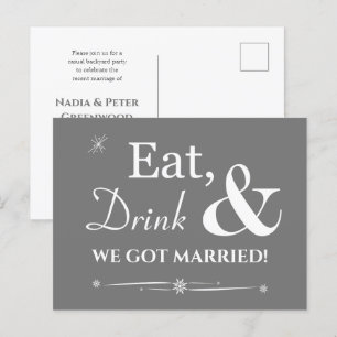 Postal Bebida Gris De Comida Nos Casamos Con Elopement Re