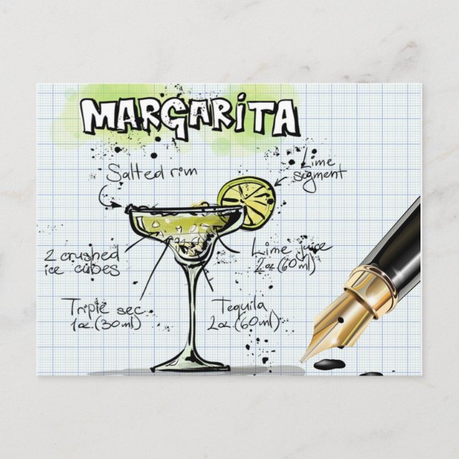 Postal Bebida Margarita- Regalo de cóctel (Anverso)