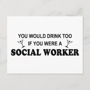 Postal Bebida también - Trabajador social