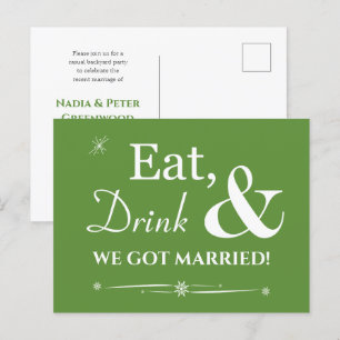 Postal Bebida Verde De Comida Nos Casamos Con Elopement R