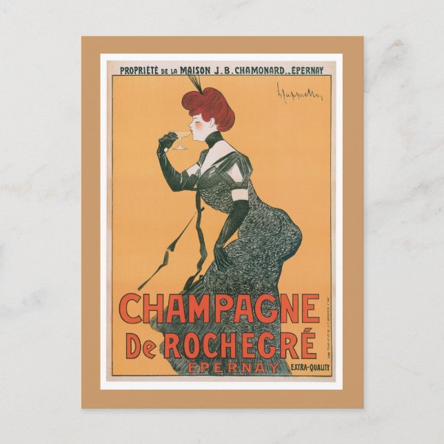 Postal Bebida vintage de Champagne De Rochegre (Anverso)