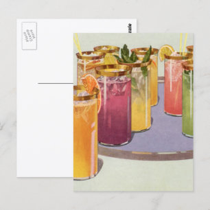 Postal Bebidas antiguas, bebidas con cubitos de hielo en