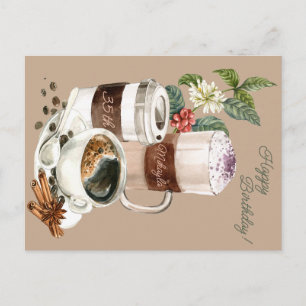 Postal Bebidas de Café, Feliz Cumpleaños, Celebración