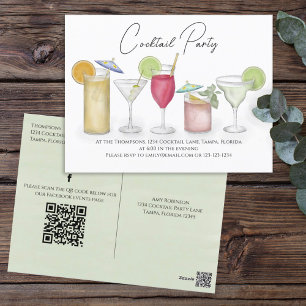 Postal Bebidas de cóctel Código QR Código Redes sociales