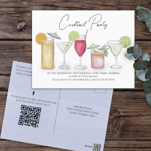 Postal Bebidas de cóctel Código QR Código Redes sociales