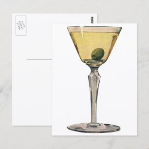 Postal Bebidas de época, cóctel de oliva Martini