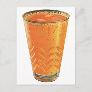 Postal Bebidas de época, desayuno de zumo de Naranja