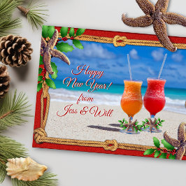 Postal Bebidas en la pareja de saludos de vacaciones en l