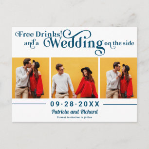 Postal Bebidas Gratis Boda Casual Save The Date 3 Foto