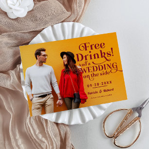 Postal Bebidas Gratis Divertida Boda Casual Ahorra La Fec