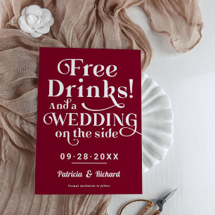 Postal Bebidas Gratis Divertido Casamiento Informal Save 