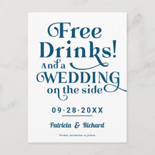 Postal Bebidas Gratis Divertido Casual Boda Guardar la Fe