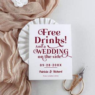 Postal Bebidas Gratis Divertido Casual Boda Guardar la Fe