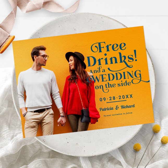Postal Bebidas Gratis Divertido Casual Boda Guardar la Fe (Subido por el creador)