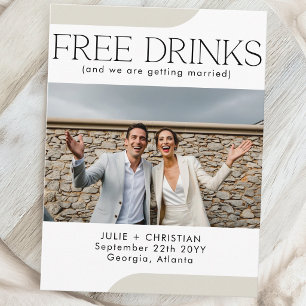 Postal Bebidas Gratis Divertido Moderno Boda Salva la fec